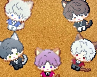 Amour et chat de l'espace profond Ver. Porte-clés pixel art | Charm Sylus Xavier Zayne Rafayel Caleb | Aimant Anime Kitty Boy | Cadeau de jeu fait main