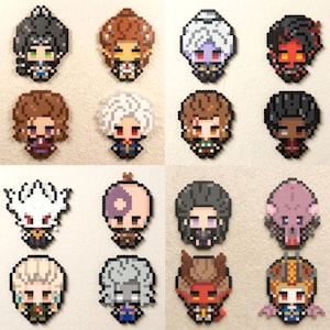 Portachiavi e magnete in pixel art di Baldur's Gate 3 / Accessori per la decorazione della stanza realizzati a mano con perline Perler / Regalo a tema BG3