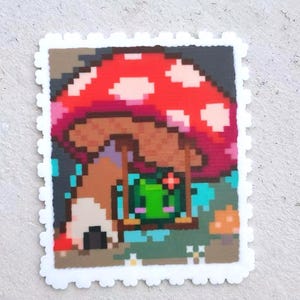 Imán y llavero con sello de Stardew Valley / Cuentas Perler de pixel art hechas a mano / Regalo acogedor para gamers / Decoración para nevera con el gato Junimo / Merchandising de juegos independientes imagen 8
