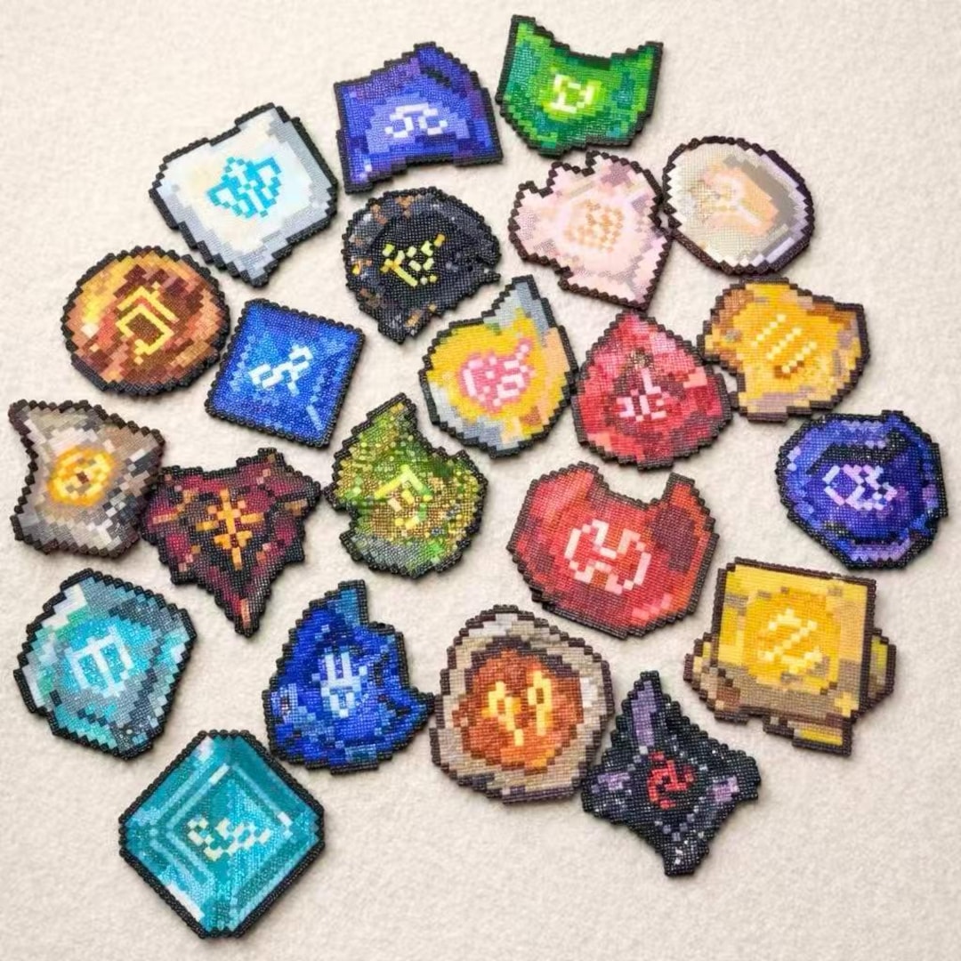 FF14 Job Stone Crystal Pixel Art Keychain & Magnet | Final Fantasy XIV ...