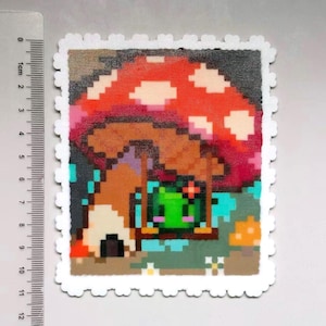 Imán y llavero con sello de Stardew Valley / Cuentas Perler de pixel art hechas a mano / Regalo acogedor para gamers / Decoración para nevera con el gato Junimo / Merchandising de juegos independientes imagen 9