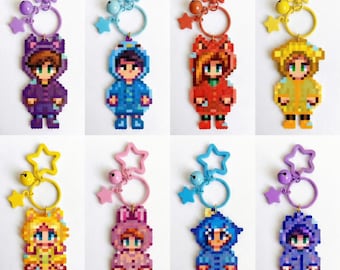 Stardew Valley Animal Raincoat Keychain | 12 Villagers Characters NPC | Handmade Pixel Art Gamer Gift | Indie Game Decor