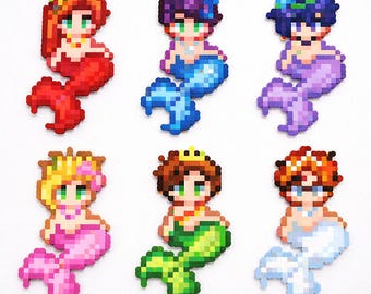 Stardew Valley Mermaid Keychain & Magnet | Handmade Perler Bead Pixel Art Video Game Gift | Villagers Marriage Candidates Fan Art