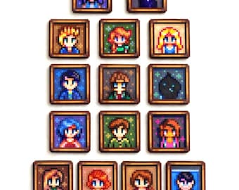 Stardew Valley Character Keychain & Magnet | Video Game Pixel Art | Handmade Gifts for Gamers | Marriage Candidates Villagers