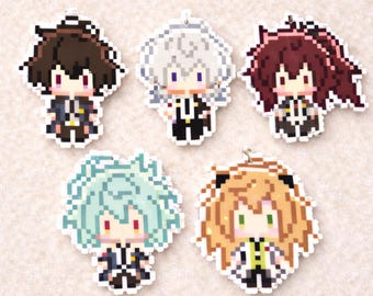 Collar x Malice Pixel Art Keychain Charm & Magnet | Handmade Perler Bead Character Sprites Accessories | Anime Gaming Room Decor Gift