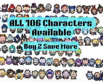 Genshin Impact Pixel Keychain & Magnet | All 106 Characters Available | Handmade Perler Bead | Furina Raiden Zhongli Hu Tao Nahida