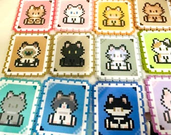 Handmade Personalized Pixel Cat Stamp Magnet Decoration | Pet Lover Gift | Custom Cat Accessories