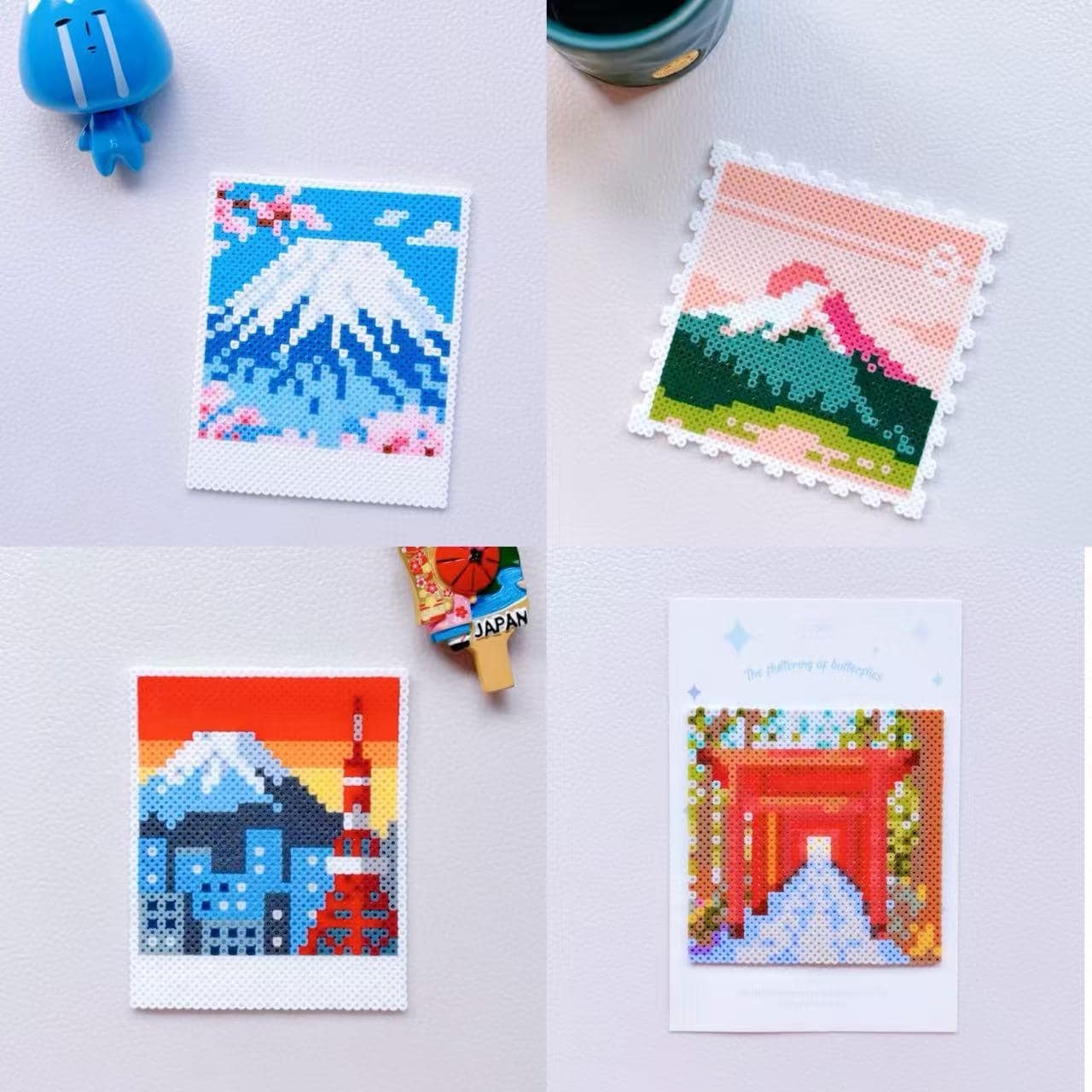 Pixel Handmade Things Handmade Japan Landscape Pixel Art | Mt Fuji & Torii Gate Perler Beads ...