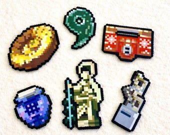 Ace Attorney Evidence Collection Keychains & Magnets | Phoenix Wright Pixel Art Accessories | Handmade Perler Bead Sprites Room Decor