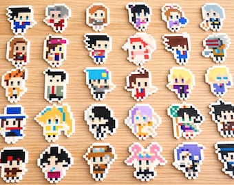 Lawyer Game Pixel Art Keychain | Handmade Perler Bead Accessories Room Decor | All Characters Objection! Gift
