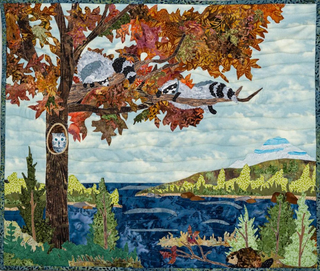 Woodland Raccoons Fabric Collage Wall Hanging - Etsy