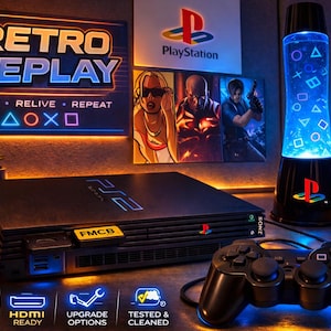 Refurbished Sony PlayStation 2 Console Bundle – 500GB / 1TB / 2TB Upgrade – Controller, Cables – Plug & Play Setup