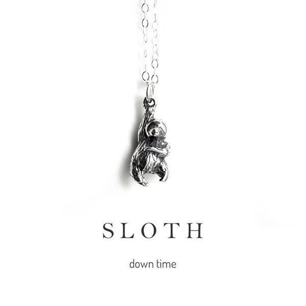 Sloth Necklace, Sterling Silver Power Charm