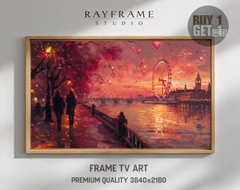 Frame TV Art, Romantic Couple Walking by London Eye at Sunset (Digital Download) TV4089
