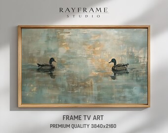 Frame TV Art, Serene Ducks on Misty Lake Reflection (Digital Download) TV190