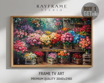 Vibrant Flower Market with Colorful Rose Bouquets (Digital Download) TV4006