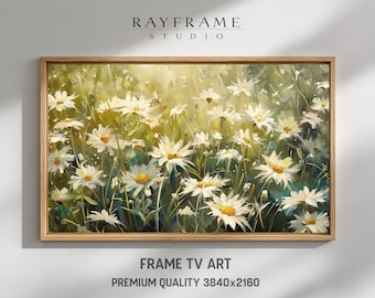 Frame TV Art, Sunlit Wild Daisy Meadow in Soft Spring Light (Digital Download) TV187