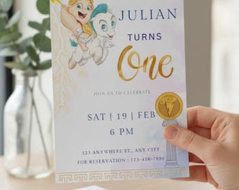 Invitations de fête d'anniversaire Hercule Pegasus à télécharger gratuitement et à imprimer