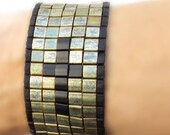 Lovely Cross Bracelet Made with Japanese Glass Tila Beads