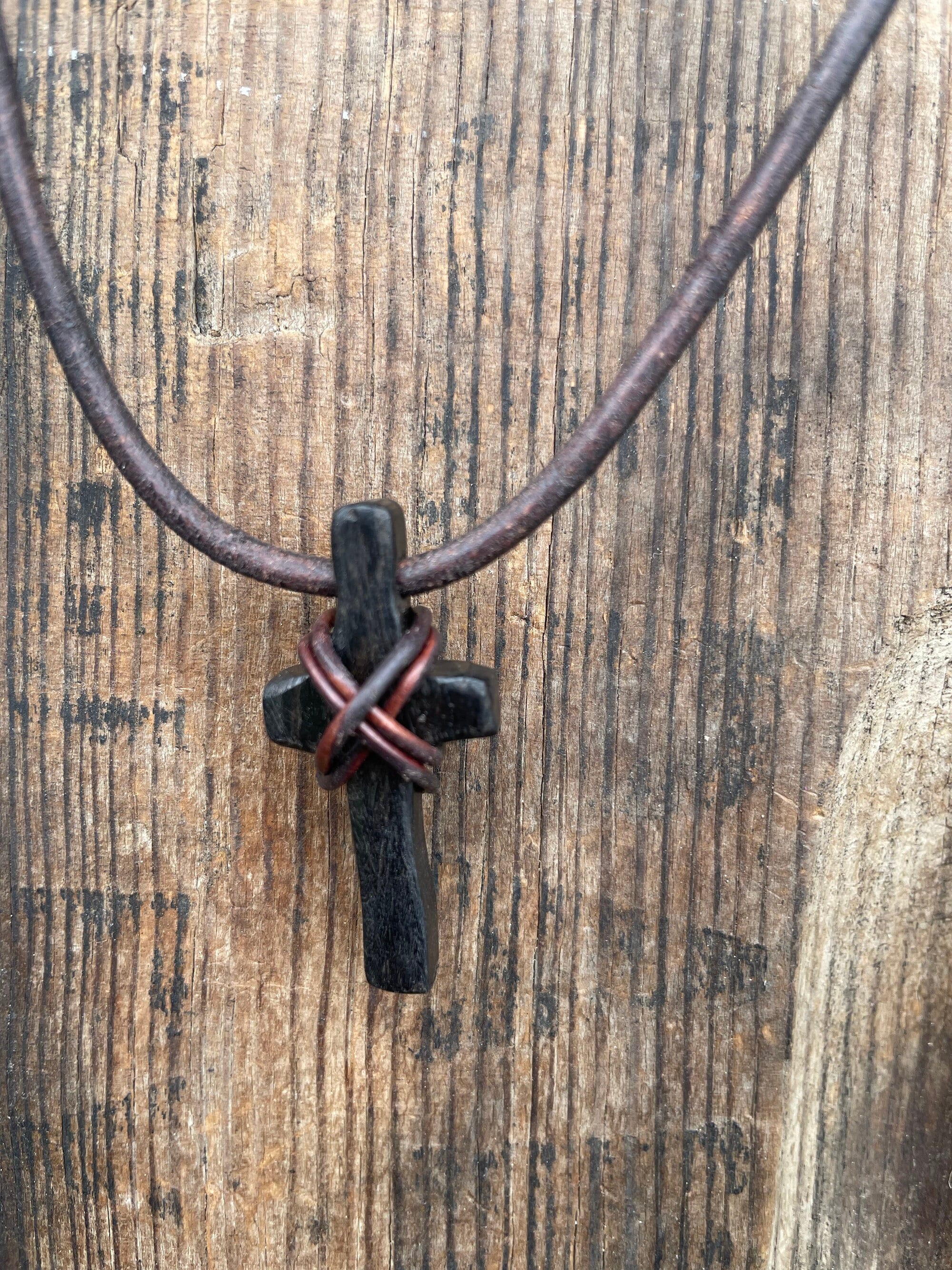 Dark Wooden Cross Necklace for Men Mens Pendant Necklace-wood Necklace  Pendants for Men, Wood Anniversary Gifts, Gift for Him, Dad Gifts 