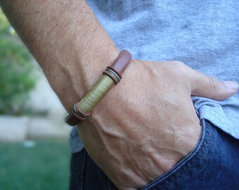 NEW Vegan Rust Colored Brown Flexible Bracelet with Brass Magnetic Clasp: Free Shipping.