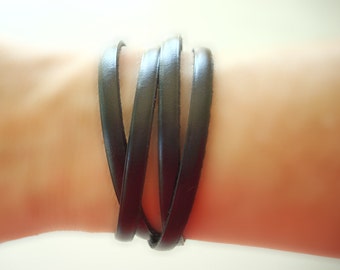 Ushta (Four) - Genuine Leather Wrap Bracelet. Add vintage pins for a new look everyday.