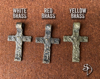 Hand Cast Brass Cross Pendant, Christian Jewelry, Baptism Gift