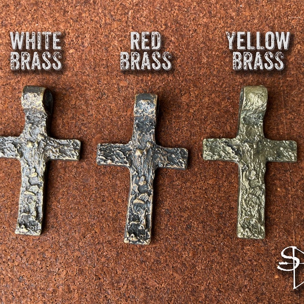 Pendant Only. The Old Rugged Cross. Hand Cast Brass Cross,Baptism, Heirloom, Keepsake, Christian Cross, Medieval Jewelry, Artisan Cross,