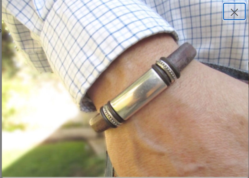 Men's Tobacco Leather Bracelet: Free Shipping. Genuine Leather, Silver-Plated Pewter with Magnetic Clasp. Espresso