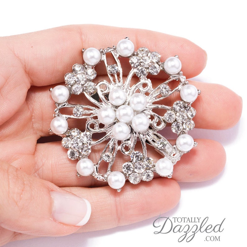 1pc Pearl Brooch Embellishments Crystal Diamante Wedding Etsy