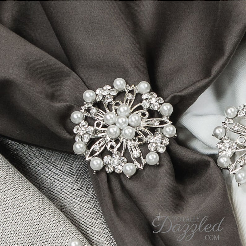 10pcs Pearl Napkin Rings Rhinestone Wedding Napkin Rings Etsy