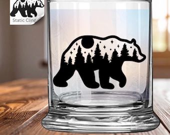 Rustic Bear Jar Wrap• Reusable Decorative Jar Cling • Removable Holiday Home Décor