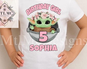 Camiseta de cumpleaños de bebé extraterrestre PNG, arte de fan de Grogu (descarga digital)
