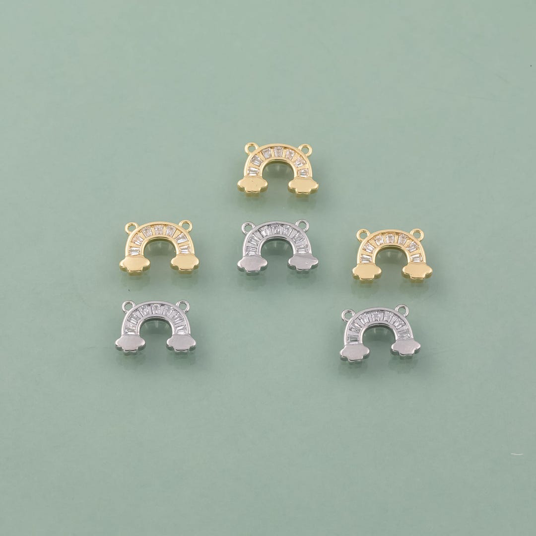 Rainbow Charm 2 Loops 8x12mm 18K Gold Filled for Charm Bar Bracelets ...