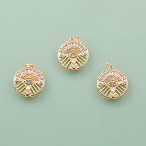 Evil Eye Charm 18K Gold Filled 18 mm Kolibri Charm Armband Charm Halskette Anhänger Minimalist Charms CZ Pave