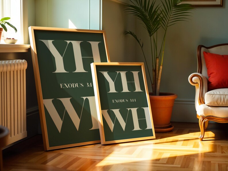 Yhwh Lettering YHWH Typography Wall Art Printable (green)| Christian Digital Download ...