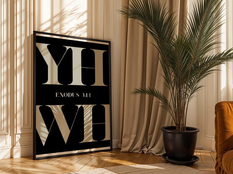 Yhwh Lettering YHWH Typography Wall Art Printable | Christian Digital Download ...