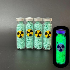 Blue Uranium Glass Vial Filled With Cullet Medical Vial Radioactive Sign x 1