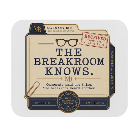 The Breakroom Knows Mouse Pad | Vintage File Label Office Desk Mat