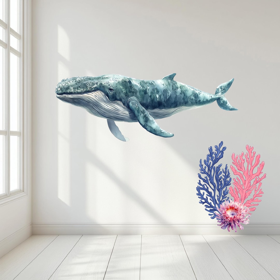Whale Wall Decal | Whale Wall Sticker | Ocean Sea Nursery Decor | Peel