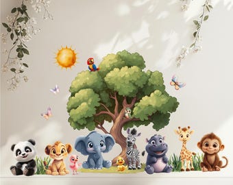 Safari Animals Wall Decals - Nursery Wall Stickers - Zoo Animal - Playroom Decoration