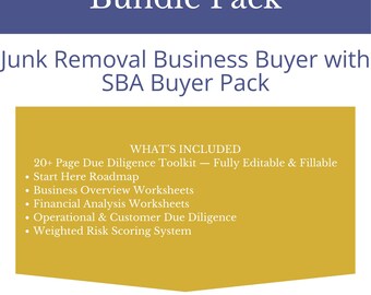 Junk-e-Entfernung Business-Käufer-Bundle | SBA Toolkit + Sorgfaltspflicht Paket | Small Business Acquisition-Tools