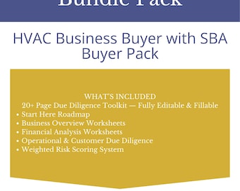 HVAC Business Käufer Bundle | SBA Toolkit + Sorgfaltspflicht Paket | Small Business Acquisition-Tools