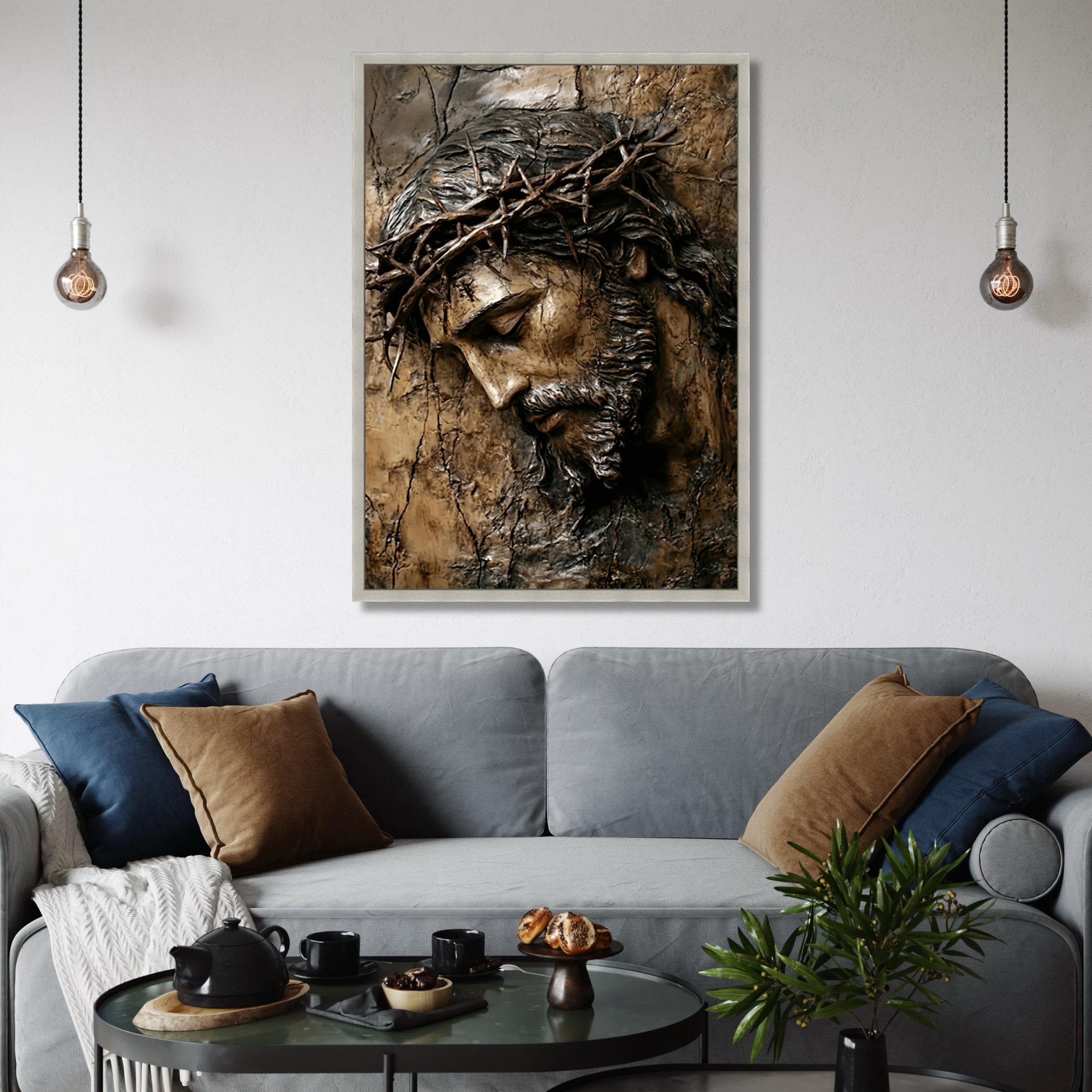 Jesus Christ With Crown of Thorns Canvas Wall Art, Religious Spiritual ...
