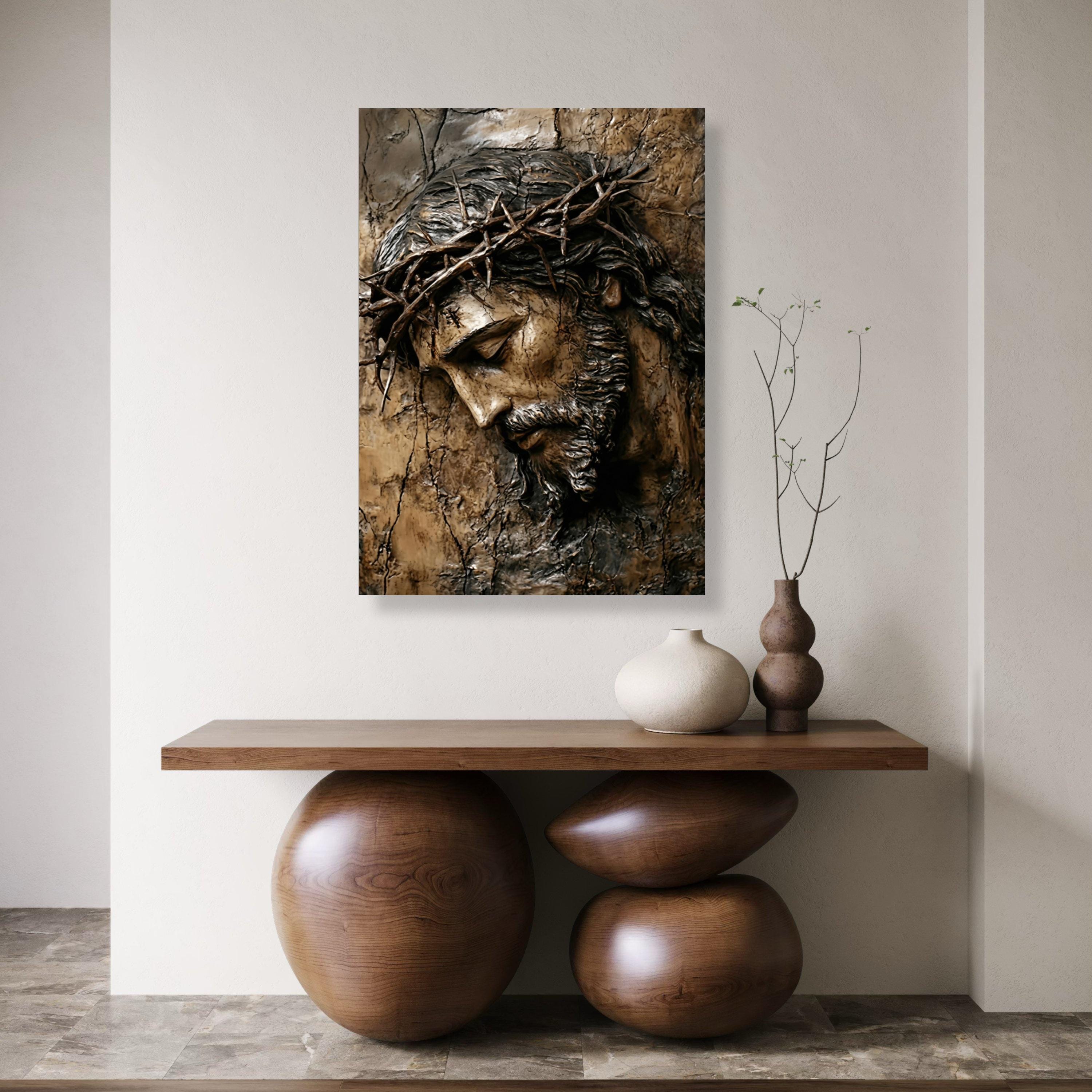 Jesus Christ With Crown of Thorns Canvas Wall Art, Religious Spiritual ...
