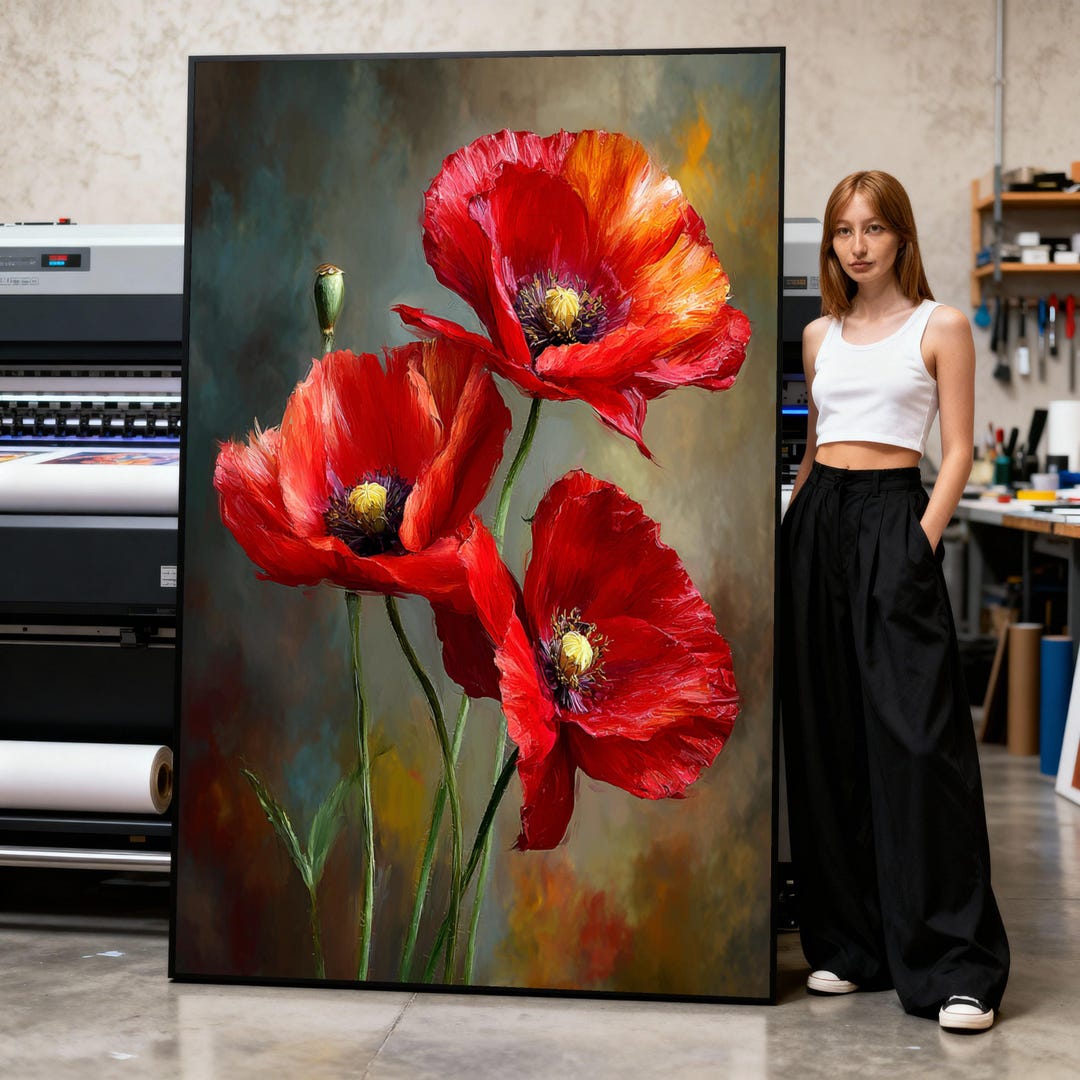 Red Poppy Canvas Print, Floral Botanical Wall Art, Modern Home Decor - Etsy