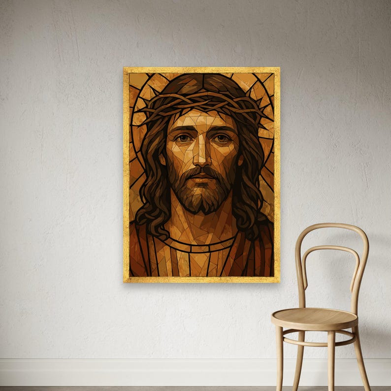 Jesus Christ Portrait Canvas Wall Art, Religious Mosaic Decor - Etsy