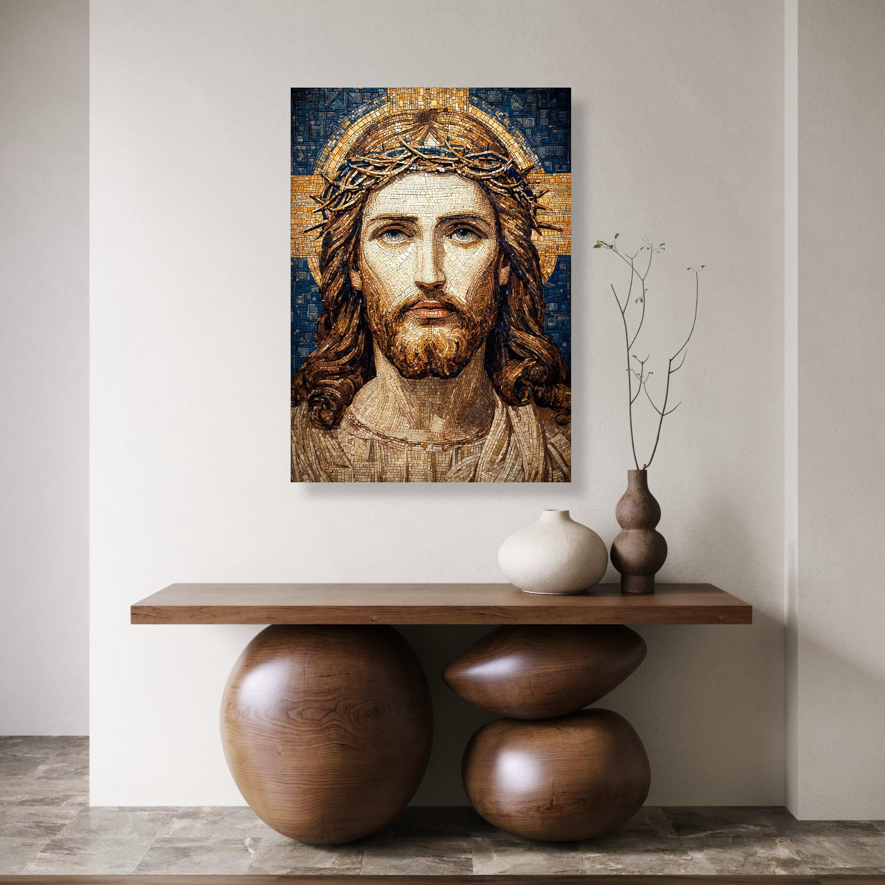 Mosaic Jesus Christ Portrait Canvas, Religious Christian Wall Art - Etsy