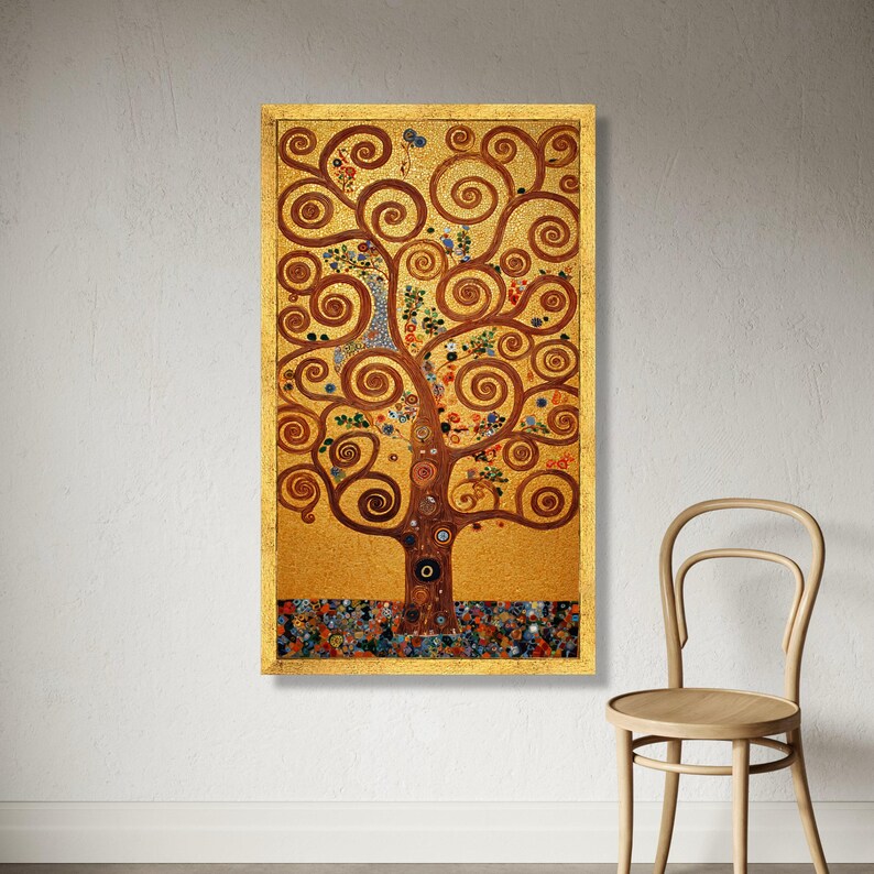 Gustav Klimt Tree of Life Canvas Print, Golden Abstract Art - Etsy