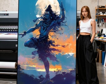 シヴァ神のダンスキャンバスプリント、ヒンドゥー教の神話の壁アート